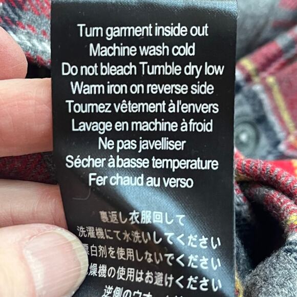 Roark Flannel Shirt Revival Nordsman Men’s Small Red Grey Wool Blend Elbow Patch - Picture 10 of 13